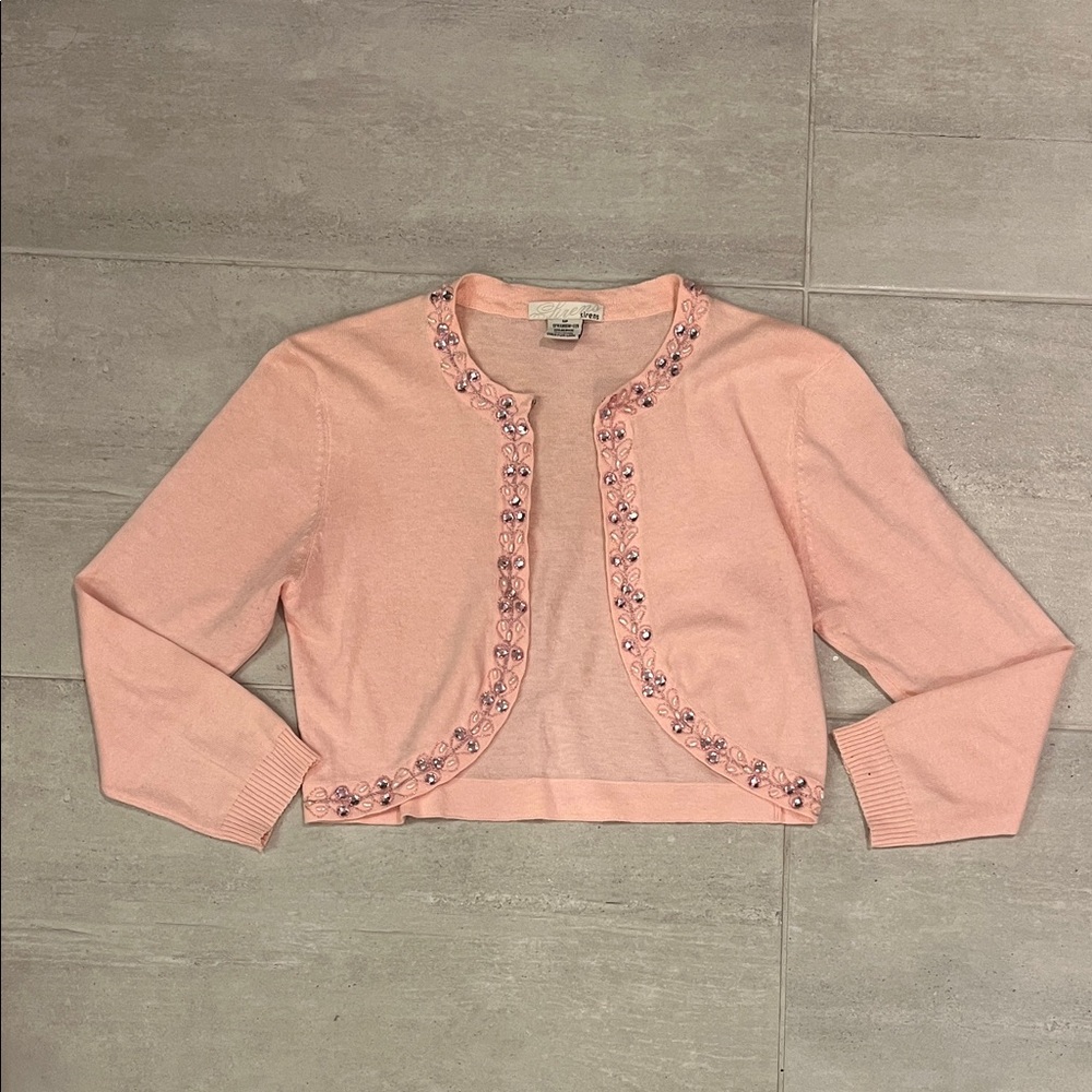 Y2K Pink Embellished Women's Bolero Cardigan